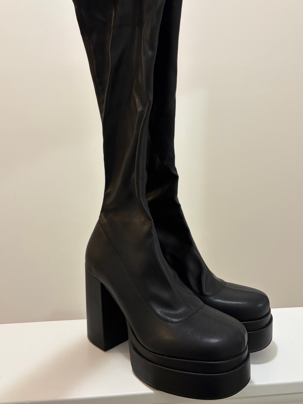 Steve Madden Black Ella Platform Knee High Boots